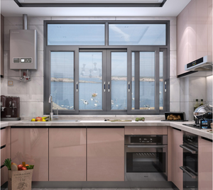 Chất Lượng cao Văn Phòng Bên Ngoài Mở Đôi Kính Gruzia Nhôm Ba Cửa Sổ Theo Dõi Hiện Đại Cửa Sổ Trượt - Product Image 4