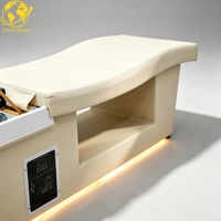 Lit de lavage des cheveux de style thaïlandais luxueux avec éclairage d'ambiance LED et bassin en acrylique pour salon professionnel