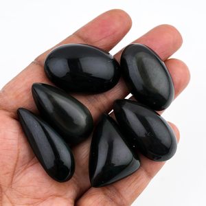 Cabujones de obsidiana GEMKORA de 25-35mm, formas mixtas, piedras preciosas naturales negras para hacer joyas, gemas sueltas pulidas DIY - Product Image 3