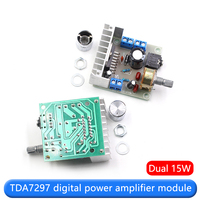 Yüksek verimlilik ile TDA7297 çift kanal 12V dijital güç amplifikatörü devre kartı modülü gürültüsüz lineer ses devresi