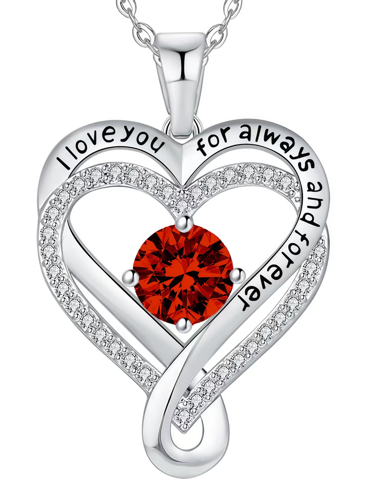 Red diamond silver necklace