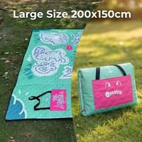 Couverture de pique-nique matelassée avec logo personnalisé, imperméable, rembourrée, avec bretelles, imprimé dessin animé, pliable, tapis de camping extérieur