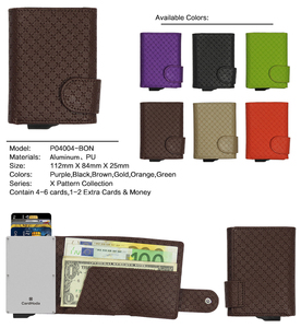 Portefeuille en aluminium et PU CardHoda, motif X, blocage RFID, porte-cartes 4-6 cartes, court, unisexe - Product Image 3