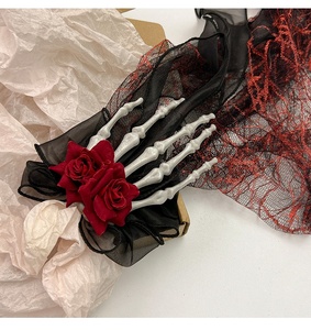 Pinza de Pelo Gótica de Halloween para Mujer con Diseño de Calavera y Rosa, Accesorio de Pelo Oscuro de Vampiro para Fiesta, Venta al por Mayor - Product Image 6