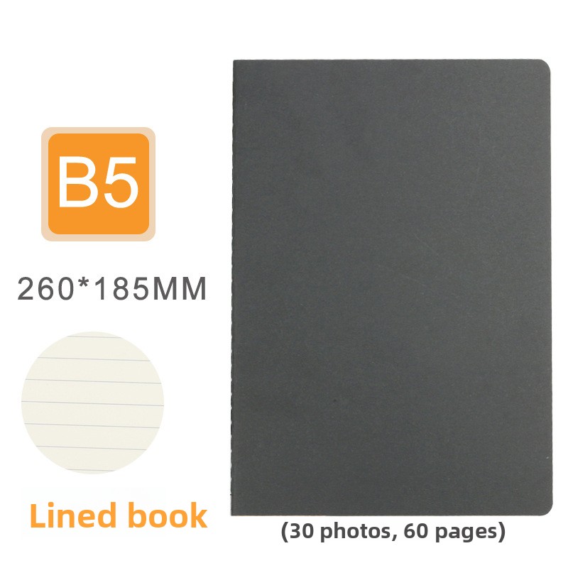 สมุดปกการ์ดสีดำ B5 แบบมีเส้น