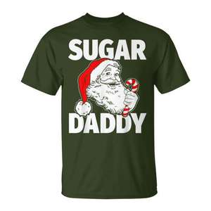 Camiseta navideña para adultos con diseño de Sugar Daddy Santa Claus Candy Cane - Product Image 1