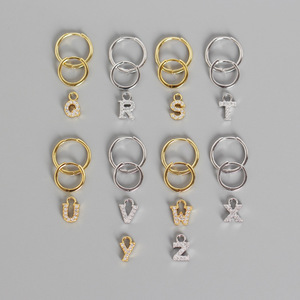 <span class=keywords><strong>Boucles</strong></span> <span class=keywords><strong>d</strong></span>'<span class=keywords><strong>oreilles</strong></span> tendance en <span class=keywords><strong>argent</strong></span> sterling 925, <span class=keywords><strong>boucles</strong></span> <span class=keywords><strong>d</strong></span>'<span class=keywords><strong>oreilles</strong></span> à lettre alphabet (26 lettres) avec petit zircon, plaquées or, pour femmes - Product Image 4