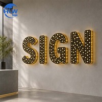 Nouvelles lettres LED scintillantes de style moderne, lettres LED éclairées à trous perforés irréguliers, enseigne LED personnalisée