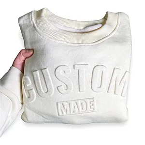 Sweatshirt Clothing Manufacturers Custom 3D Embossed Men's Hoodie Crewneck Sweatshirt