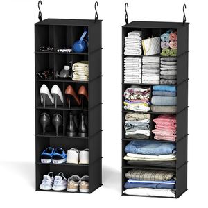 Organisateur de rangement suspendu pour vêtements, pliable, multifonctionnel, 24 compartiments, lot de 2, tendance - Product Image 1