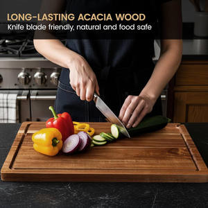新デザインアカシア木制カッティングボード厚チョッピングブロックチーズサービングトレイキッチンCharcuterieミートブッチャーブロックパーティー用 - Product Image 4
