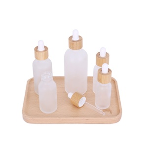 Luxury Bamboo Cosmetic Packaging Skin Care Set Frosted Glass Dropper <b>Bottle</b> for Essential Oil - Product Image 4