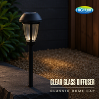 Lampe solaire de jardin IP65 en plastique, LED SMD 10LM blanc chaud 3000K, batterie Ni-MH 1.2V 800mAh, panneau 52x52mm, couvercle bleu, 54.5cm, extérieur