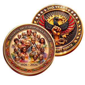 Moneta Commemorativa del 100° Anniversario della Storia Afroamericana USA, Artigianato in Metallo, Decorazione a Tema Patrimonio Culturale, Souvenir Storico - Product Image 1