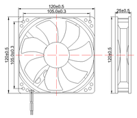 Ventilateur axial sans balais DC 120x120x25mm 1225 12V 24V 48V Faible bruit pour onduleur industriel Armoire de serveur Soudeur Électronique