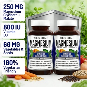 Cápsulas de Complejo de Magnesio Glicinato y Malato con Vitamina D3 para el Apoyo Muscular, 250 mg de Glicinato de Magnesio, Venta Caliente - Product Image 4