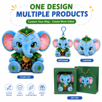 Peluche Éléphant Léopard Bleu Personnalisée Direct Usine, en Coton PP Ultra Doux, Broderie Anniversaire, Anti-Stress, OEM/ODM
