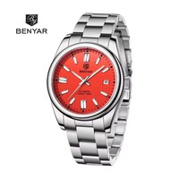 Montre mécanique de luxe Benyar 5185 pour homme, bracelet en acier, réserve de marche, cadran multicolore, classique, tendance, affaires, mode, vente chaude