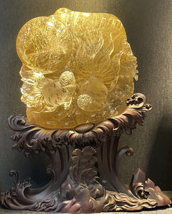 Trung Quốc donghai pha lê thủ công hàng đầu chất lượng Tay Chạm Khắc Vàng Rutilated thạch anh cá bức tượng bức tượng cho bộ sưu tập trang trí nội thất - Product Image 4