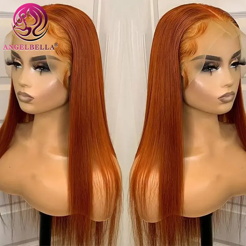 Lace Frontal Wigs Silky Straight Human Hair 13x6 Human Hair Hd Lace Front Wigs 180 Density Ginger Orange Color Human Hair Wigs