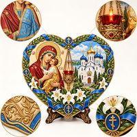 Ornamento da Tavolo in Resina UV 3D Personalizzato, Icona della Vergine Maria Ortodossa, Decorazione Religiosa Cristiana per la Casa, Produzione OEM ODM