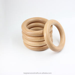 Anillos de macramé de madera de haya Premium de 80mm estilo juguete suave manualidades DIY y mordedores para bebés - Product Image 2