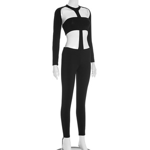 Combinaison décontractée pour femme, nouvelle collection, à découpes, extensible, ajustée, à manches longues, tendance - Product Image 5