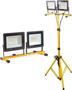 Lámpara de Trabajo LED con 2 Cabezales Ajustables y Trípode Plegable, Lámpara Impermeable con Interruptor Individual, Lámpara de Trabajo LED Comercial - Product Image 1