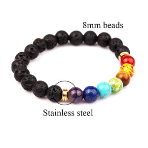 High Quality Stainless Steel Bead Natural Energy Stone Healing Gemstone Elastic 7 <strong>Chakra</strong> <strong>Bracelet</strong> - Product Image 2