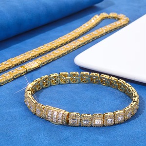Flawless Urban Streetwear GRA Moissanite Square Link Bracelets S925 Silver <b>Iced</b> <b>Out</b> Geometric <b>Chain</b> Fold Over Clasp Women - Product Image 2