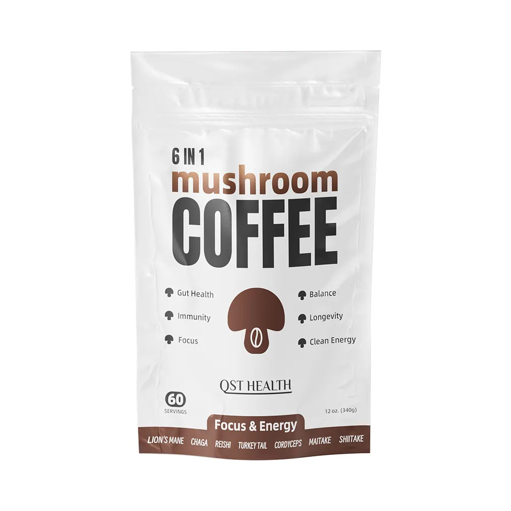 7 En 1 Chaga Instant Reishi Mushroom Coffee Powder Etiqueta privada orgánica Lions Mane Ganoderma Coffee Mushroom Adelgazamiento Café