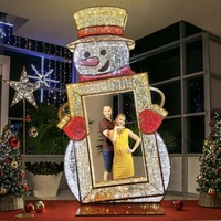 Marco de Fotos LED 3D con Motivo de Luz, Santa Claus, Muñeco de Nieve, Decoración Navideña para Exteriores, Parques, Calles, Plazas, Eventos, Escenas Invernales