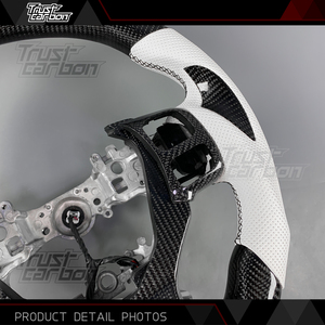 Volante de Fibra de Carbono Personalizado 500 F para la Serie IS IS250 IS350 2015-2024 con Cuero Perforado Blanco - Product Image 4