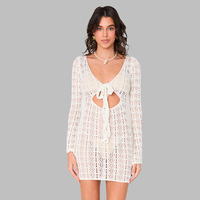 2026 Robe de plage cache-maillot en tricot ajouré sexy pour femme, nouveau style d'été, tendance internationale, tenue de protection solaire