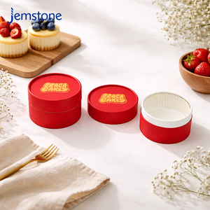 Custom Food Grade Baking Dessert Kraft Cardboard Paper Tube Cylinder Gold Printed Round Cheesecake Paper Tube <b>Box</b> Packaging - Product Image 1