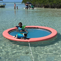 Anneau flottant rond gonflable, hamac aquatique de 8 pieds, anneau flottant circulaire, coussin de lac pour adultes et chiens pour se rafraîchir à la plage, à la piscine ou au lac
