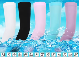 Maßgefertigte Großhandels-Sonnenschutz-Armstulpen aus Eisseide, Kühlende Ellbogen-Armstulpen - Product Image 3