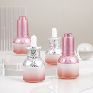 20ml 30ml màu hồng Chai nhỏ giọt chai màu trắng mờ với ống nhỏ giọt màu hồng mờ bao bì mỹ phẩm - Product Image 3