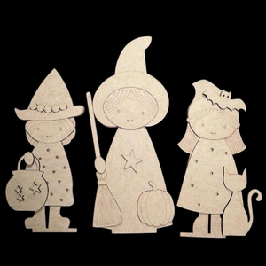 Decorazioni di Halloween Personalizzate, Simpatiche <span class=keywords><strong>Streghe</strong></span> di Halloween con Supporti, Include le <span class=keywords><strong>3</strong></span> <span class=keywords><strong>Streghe</strong></span>. Kit fai da te (NON VERNICIATO NON ASSEMBLATO). - Product Image 6
