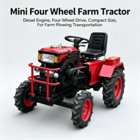 Petit tracteur agricole diesel à quatre roues, design compact pour utilisation agricole rurale