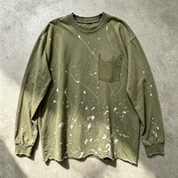 T-shirt surdimensionné délavé à l'acide, fabrication chinoise, qualité supérieure, 300 g/m², manches longues, personnalisable
