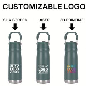 Custom Vacuum Insulated Stainless Steel Outdoor Sport Water Bottle 22oz 18 oz Water Bottle With Straw Lid and Portable Handle - Product Image 5