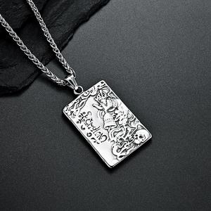 Collana da uomo in acciaio inossidabile Buddha Vintage stile cinese stile Vintage retrò Ming gioielli Unisex in acciaio al titanio - Product Image 5