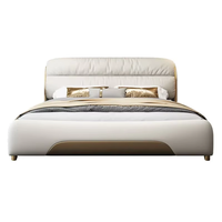 Lit de luxe Chambre à coucher principale moderne et minimaliste Lit King-Size Influenceur italien Lit en cuir véritable Rangement haut de gamme et élégant