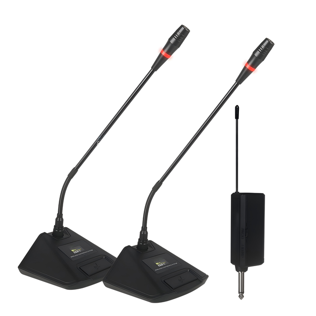 Professional Adjustable UHF Gooseneck Wireless Conference Microphone Sensitive High Fidelity Capacitor Voice Coil with Receiver