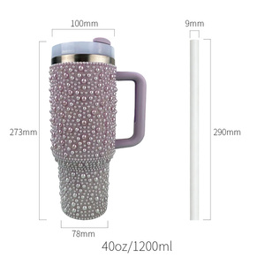 <span class=keywords><strong>Thermos</strong></span> isotherme en acier inoxydable de 40 oz, style perle, avec poignée et couvercle, paille, grande capacité, pour femmes, 6-12 h - Product Image 2