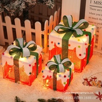 Coffret cadeau de Noël transfrontalier, ensemble de trois pièces, guirlandes lumineuses LED en forme de fleur, lumières décoratives colorées à piles, PVC