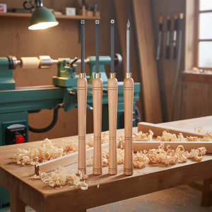 Ensemble de ciseaux à bois pour tour à bois, 4 pièces, lame HSS 16 mm, épaisseur 2 mm, 65Hrc, pour outils de tournage sur bois, commande manuelle - Product Image 2