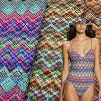 Modisches Design Häkel-Spitzenstoff Buntes Garn Gefärbter Jacquard-Strickstoff für Bikini & Bademode