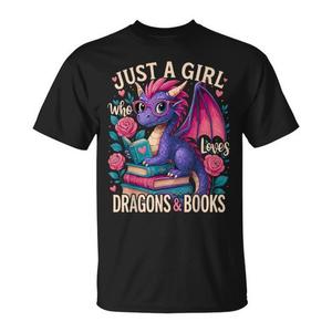 Sólo una chica que ama a los dragones y los libros. Camiseta con diseño de dragón. - Product Image 1
